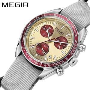 MEGIR New Luxury Men's Watches Canvas Weaving Strap Sport <strong>Automatic</strong> <strong>Chronograph</strong> Quartz Waterproof Wristwatch for Male 2247 - Product Image 1