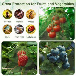 Fruit Protection Bags, Green Fruit <b>Netting</b> Covers with Drawstring, <b>Mesh</b> Barrier Bags for Pest Control, Ideal - Product Image 6