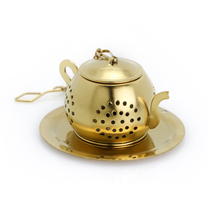 Thép Không Gỉ Titan Mạ Vàng Ấm Trà Trà Infuser Bóng Trà Với Chuỗi - Product Image 1