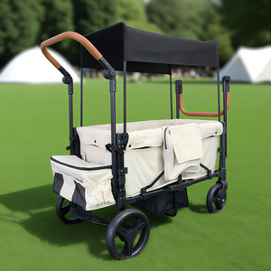 Xe đẩy em bé Wagon Xe đẩy cho 2 trẻ em đóng mở gấp ngoài trời tiện ích Wagon với có thể tháo rời tán - Product Image 2