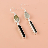 Design unique Boucles d'oreilles fines en argent sterling 925 Grenat naturel Vert Kyanite Pierre précieuse Exportateur de bijoux