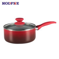 Ensemble de casseroles antiadhésives rouges 4 pièces avec casserole, poêle et couvercle en verre pour la cuisine à domicile