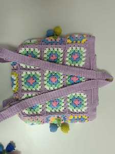 High Quality Travel Backpack Crochet Flower Bud Shoulder <b>Bag</b> Handmade Crochet Flap <b>Drawstring</b> Rope and Zipper Closure - Product Image 4