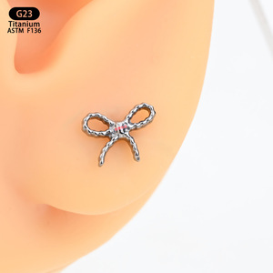 Boucles d'oreilles en titane F136 en forme de nœud papillon pour femmes, accessoires de mode, bijoux, boucles d'oreilles en alliage de titane ASTM F136 - Product Image 4