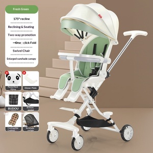 Poussette bébé avec vue haute, cadre métallique léger, pliable dans les deux sens, design à un bouton, possibilité de s'asseoir ou de s'allonger, pour 0-6 mois - Product Image 6
