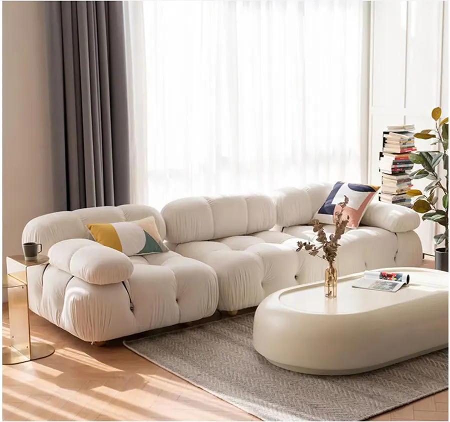 Wohnzimmer Samt möbel Schnitt Boucle Sofa Couch Recliner Moderne Lounge Suite Modulares Set Mario Bellini Sofa