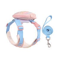 Nouvelle laisse pour animaux de compagnie en polyester, motif dessin animé en gaze bulle, sac à dos pour chiot, harnais de poitrine pour chien style coréen, respirant pour la marche, pour chat