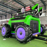 Château gonflable géant Monster Truck vert et noir, jeux gonflables d'extérieur, château rebondissant