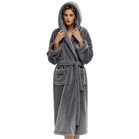Robes pour femmes Peignoir à capuche en polaire de luxe Peluche Long Spa Robe Femme élégante