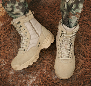 Bottes tactiques de randonnée, de montagne et de camping DF0501 marron kaki, en daim et cuir de vache, semelle en caoutchouc, fabriquées en CN/GUA - Product Image 5