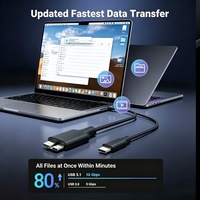 Cable USB-C Micro B 3.0 DFX de 10 Gbps y 1 m, Material de PVC Trenzado, Conexión para Disco Duro Externo para iPhone 15, MacBook, Seagate, WD