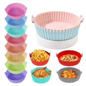 Reusable Air Fryer Liners Hot Air Fryer Accessories Set Silicone Air Fryer Basket with Hand Clips