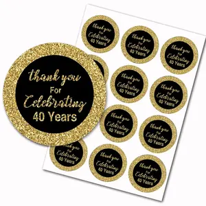 30e 40e 50e anniversaire merci autocollants noir et or 40e anniversaire faveurs merci de célébrer 40 ans autocollants
