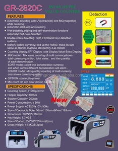 Detector de billetes, contador de billetes, pantalla LCD, GR2820P UV/3MG - Product Image 3