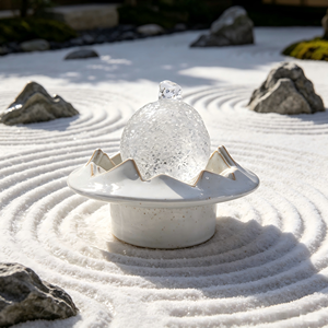 Fontaine <span class=keywords><strong>d</strong></span>'eau de table en céramique mouchetée en forme de montagne avec sphère de perles de cristal, <span class=keywords><strong>d</strong></span>écoration zen orientale vue sur la montagne - Product Image 3