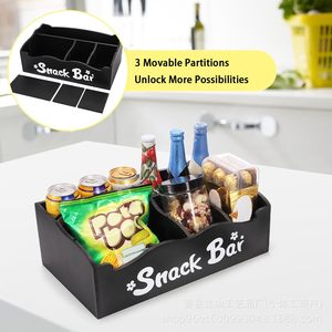 Snack Bar Storage <b>Box</b> With Compartments For Coffee <b>Tea</b> Cups Office Organizer Rectangle Standing Type Black - Product Image 4
