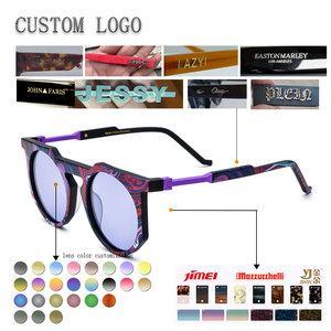Lunettes de soleil rétro rondes à monture intégrale, monture multicolore, protection UV400, style décontracté unisexe pour adultes - Product Image 2
