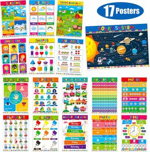 16 Pacotes de Pôsteres Educativos Laminados de 16,7 " x 11 " para Crianças de 1 a 3 Anos, Pôster Educacional para Sala de Aula com Pontos de Cola - Product Image 2
