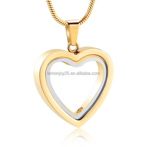 Colgante de urna de corazón de acero inoxidable pulido - Joyería conmemorativa para cenizas rellenables - Product Image 3