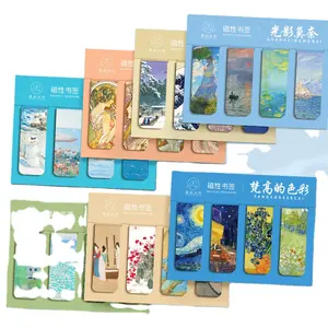 Creative school student artwork series magnetic bookmarks set stationery supplies 4 pieces/lot customize