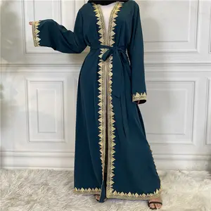Orta doğu müslüman işlemeli elbise türk Casual hırka islam uzun elbise müslüman kadınlar Abaya müslüman elbise Abaya kadınlar için