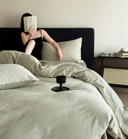 Ensemble de literie en coton pur, tissé épais, jacquard, quatre pièces, housse de couette douce et luxueuse, drap de lit, literie