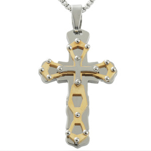 Stainless Steel <b>Cross</b> Pendant Men's Necklace Geometric Design Punk Style 120170 - Product Image 2