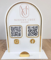Plaque personnalisée en acrylique rose vif avec code QR pour réseaux sociaux, logo sur mesure, scanner pour se connecter