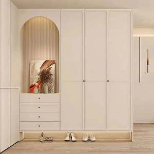 Light French Style Advanced Cream White Master Bedroom Wall Mounted <b>Wardrobe</b> for <b>Small</b> Apartment - Product Image 4