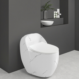 WC forma de huevo gran oferta diseño de lujo mármol blanco cerámica montado en el suelo artículos sanitarios Inodoro baño inodoro de una pieza - Product Image 3