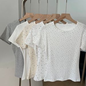 <span class=keywords><strong>Brandy</strong></span> BM, novedad de verano para mujer, camiseta Floral de manga corta con cuello redondo, <span class=keywords><strong>ropa</strong></span> para el hogar, temperamento ajustado y pijama versátil - Product Image 3