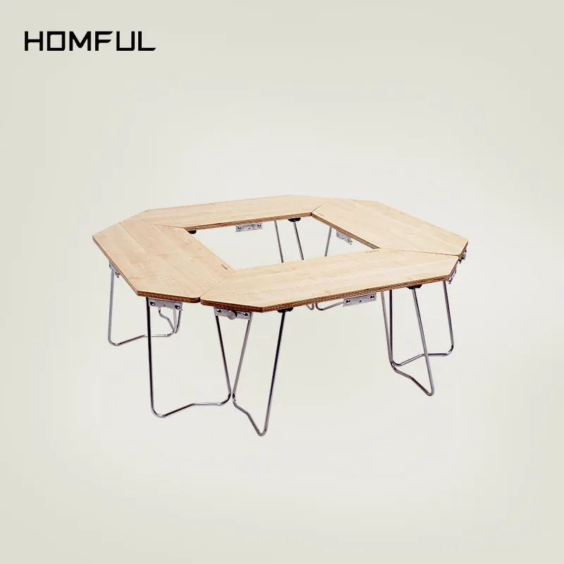Homful уличная мебель для кемпинга из нержавеющей стали Кленовая фанера портативный складной сшиваемый гламурный деревянный стол для кемпинга