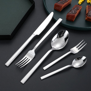 Stainless Steel Cutlery <b>Set</b> Knife Fork Spoon Solid Color Dishwasher Safe For Hotel Home Use Western Cuisine Desserts - Product Image 3
