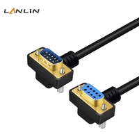 Cable Serial DB9 Macho a Hembra de 270 Grados, Conector Chapado en Oro, Cable de Transferencia de Señal de Baja Pérdida