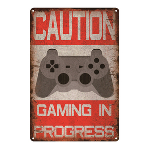 Video Game Em Processo de Homem Da Caverna Sinal Da Lata Do Vintage do Metal Poster Adesivos de Parede Room Decor Plaque Retro <span class=keywords><strong>Gamer</strong></span> Placa Decorativa - Product Image 5