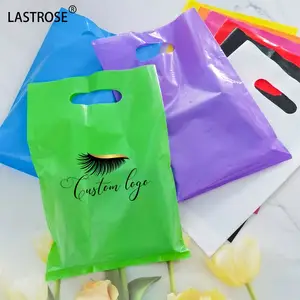 Tas bulu mata Logo pribadi, kantong kemasan plastik warna-warni mewah, dapat didaur ulang untuk lingkungan ukuran berbeda, tas hadiah bulu mata