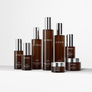 Kozmetik ambalaj 15ml 30ml 60ml 125ml 200ml siyah cam sprey şişeleri tam set buzlu amber cam şişe siyah pompa ile - Product Image 1