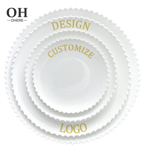 Vajilla Clásica de Porcelana Blanca Ecológica con Diseños Personalizables, Logotipos y Formas Florales, <span class=keywords><strong>Platos</strong></span> de Cerámica - Product Image 4