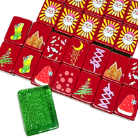 Ensemble de Mahjong Américain Personnalisé en Gros pour Noël, 166 Pièces, Tuiles de Mahjong en Acrylique Pailleté, Jeu de Table Festif avec Boîte Cadeau