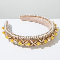 Serre-tête pour femme orné de cristaux et de perles, bandeau large rembourré perlé style vintage, accessoires capillaires en gros personnalisables