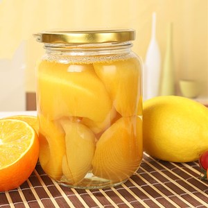 ขวดแก้วทรงกลมฝาอลูมิเนียม ทนความร้อน บรรจุผลไม้สีเหลืองพีช นึ่ง พร้อมฝาเปล่า - Product Image 6