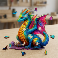 Boîte cadeau promotionnelle personnalisée avec logo, puzzle éducatif, art fantaisie dragon, impression CMYK sur carton gris, découpe de précision, finition mate
