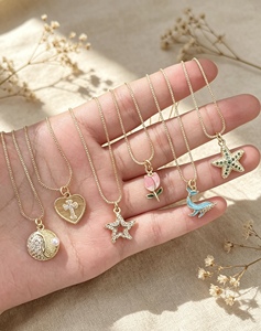 Micro Inlaid Flower Starfish Dolphin Heart Coin Link <b>Chain</b> for Women Gift Wholesale Jewelry Style Gold Color Pendant Necklace - Product Image 6
