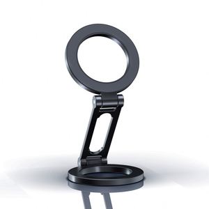 Foldable Magnetic Phone Holder Double Sides Magnets Desk <b>Stand</b> for Universal Phones iPhone Used on Refrigerator Gym Metal - Product Image 1