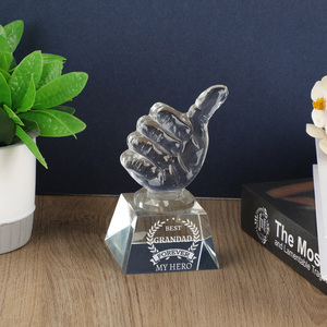 Trofeo de Cristal Transparente Personalizado, Regalo de Agradecimiento, Placa Grabada con Diseño de Mano Haciendo el Dedo en Forma de Úpala, Premio para Papá, Abuelo - Product Image 5