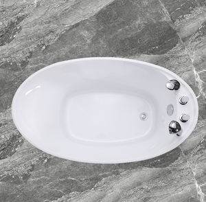 Bañera de acrílico independiente blanca moderna con forma ovalada de cabezal de <span class=keywords><strong>ducha</strong></span> para remojo de hotel, inspirada en Filipinas - Product Image 4