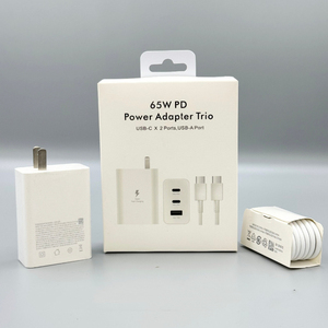 อะแดปเตอร์ชาร์จเร็ว Super PD Type C Trio 65W พร้อมสายชาร์จแบบคิวบ์ สำหรับปลั๊ก US EU UK รองรับการถ่ายโอนข้อมูล Android สำหรับ Samsung สายชาร์จเร็ว - Product Image 2