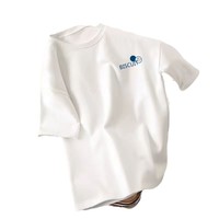 T-shirt blanc en coton à manches courtes et épaules droites pour femme ; Haut de base d'été à col rond ; Coupe ample grande taille 3D
