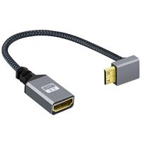 Câble adaptateur Mini mâle vers femelle 0,2 m plaqué or tressé 4K 60Hz UHD Audio/Vidéo pour appareil photo et ordinateur portable
