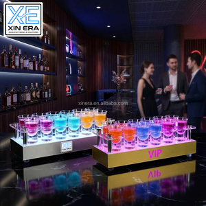 Rechargeable LED Shot Glass Display Stand Luminous LED Shot Acrylic <b>Cup</b> Holder for Bar Nightclub Parties Light Serving Tray - Product Image 1
